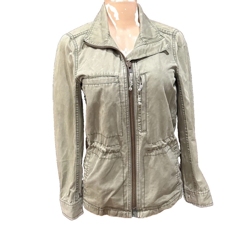 Madewell women army green full zip long sleeve pockets jacket size Small